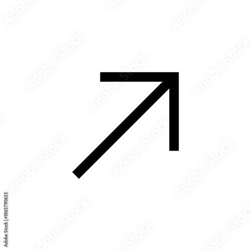 Straight thin arrow. Vector symbol and icon on white background.