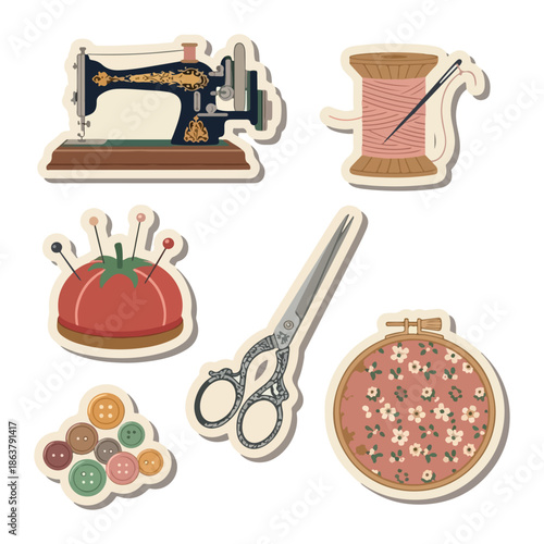 Vintage sewing tools and accessories for crafty projects