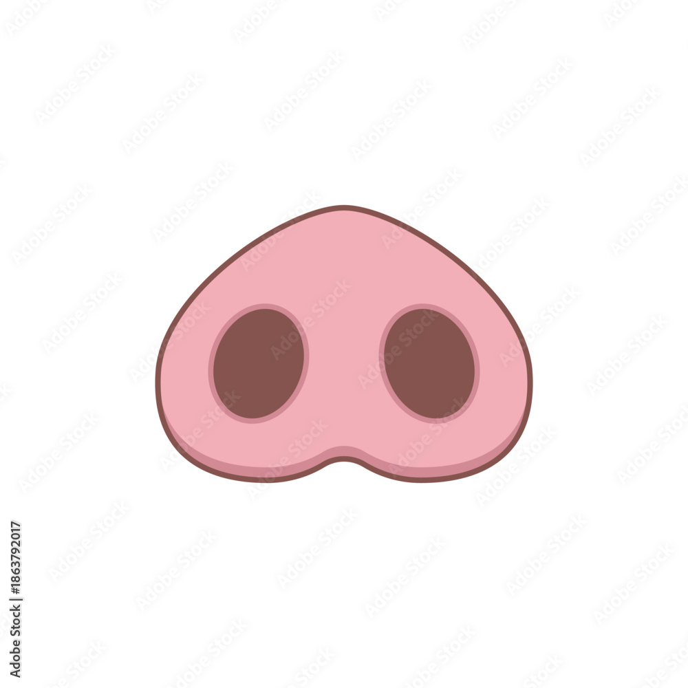 Fototapeta premium Pink pig nose or snout. Icon and logo. Vector isolated illustration on white background.