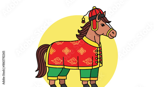 chinese horse in traditional costume