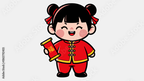 chinese girl holding red envelope