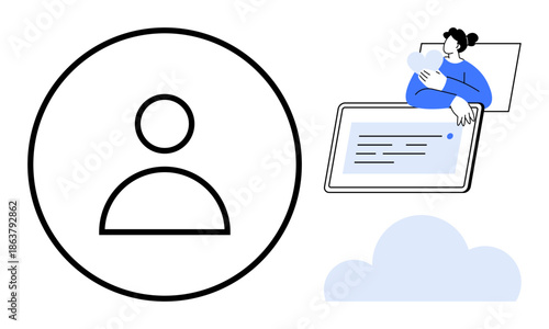 User authentication. User authentication with profile icon and digital interaction elements to verification and secure logins. User authentication concept for apps, security, technology, online