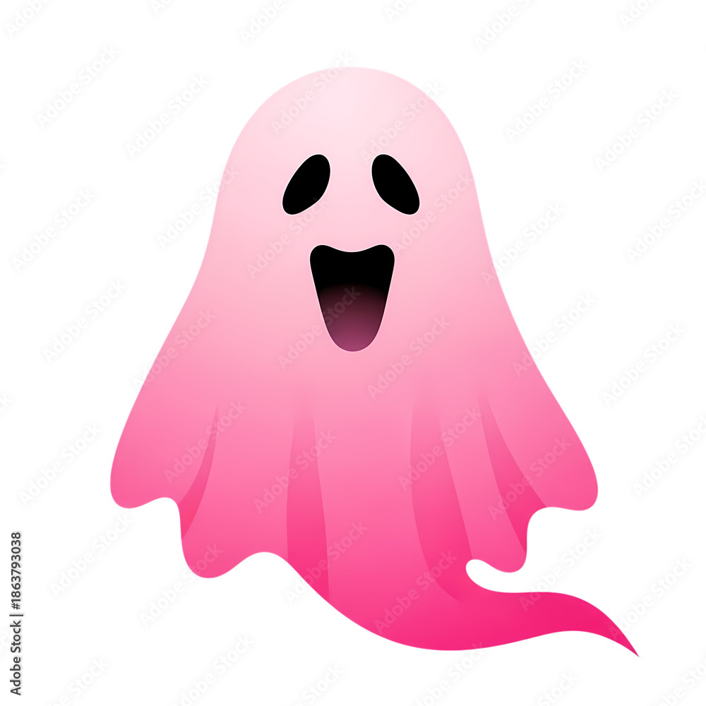 Fototapeta premium Cute pink gradient ghost character for Halloween decoration, isolated subject