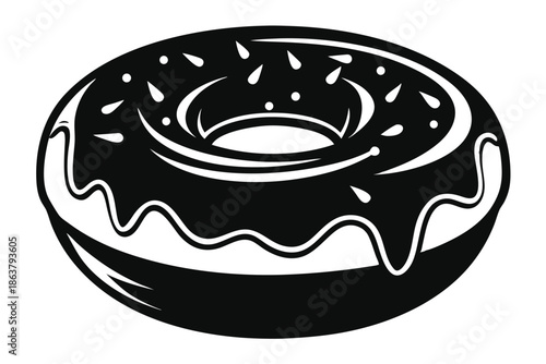 donut silhouette line art vector illustration