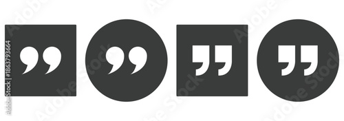 Black quotation marks icon set, Minimal quotes and speech marks vector design. Quotation marks Icon set double quote symbol vector. Set of quote marks, quotes icon vector sign design. 