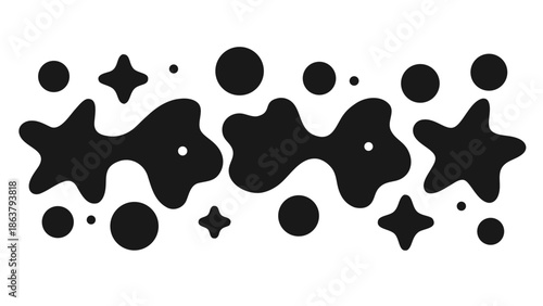A row of black and white geometric shapes arranged in a linear pattern..eps