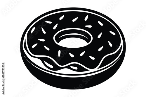 donut silhouette line art vector illustration