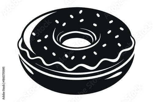 donut silhouette line art vector illustration