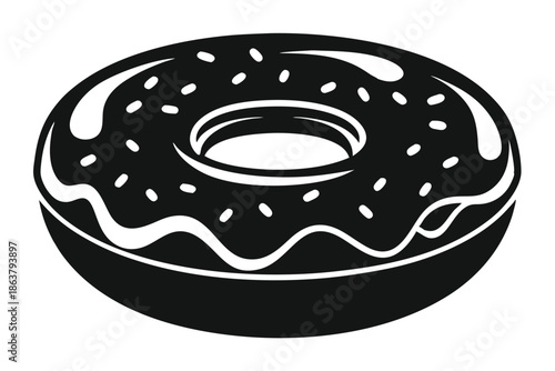 donut silhouette line art vector illustration