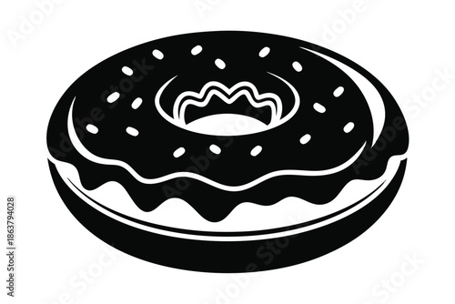donut silhouette line art vector illustration