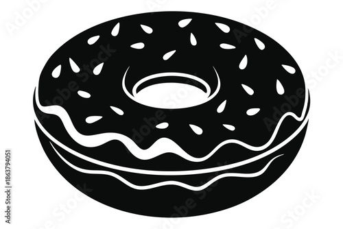donut silhouette line art vector illustration