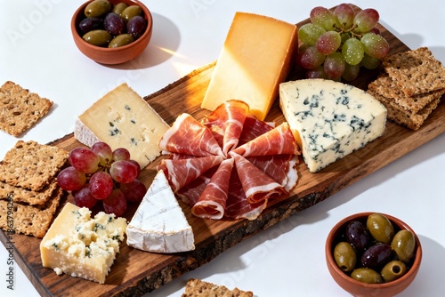 Cheese and charcuterie board with accompaniments