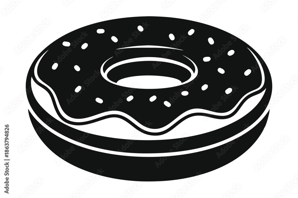 Obraz premium donut silhouette line art vector illustration