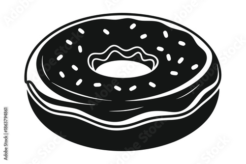donut silhouette line art vector illustration