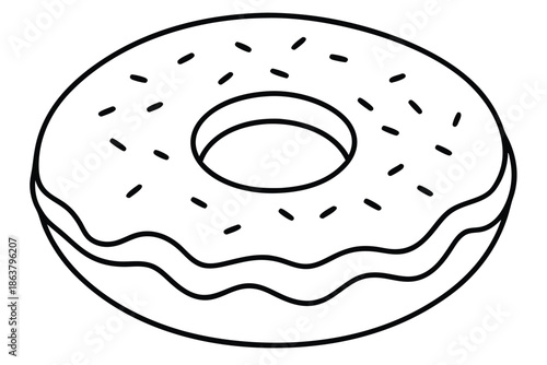 donut silhouette line art vector illustration