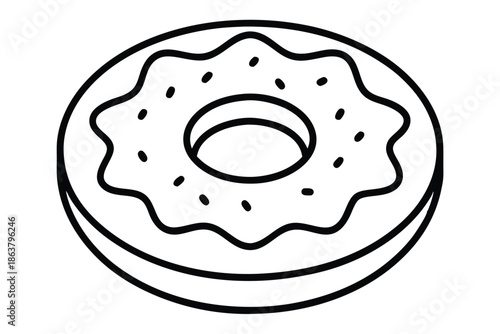 donut silhouette line art vector illustration