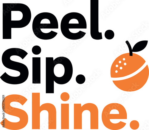 Modern Citrus Beverage Slogan Design with Orange Fruit Icon and Bold Typography for Branding