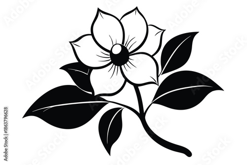 dogwood flower silhouette line art vector illustration