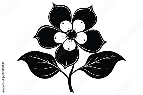 dogwood flower silhouette line art vector illustration