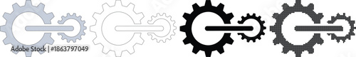 Four Gear Mechanism Styles Light Blue Outline Solid Black Dotted gears mechanical