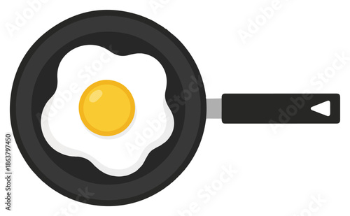 Fried Egg in Frying Pan Illustration.