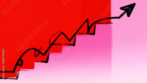 Stylized upward trending arrow on gradient background