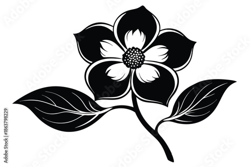 dogwood flower silhouette line art vector illustration