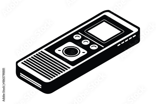 digital voice recorder silhouette line art vector illustration