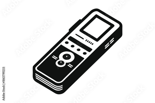 digital voice recorder silhouette line art vector illustration