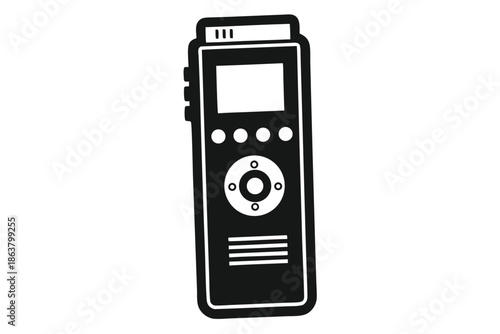 digital voice recorder silhouette line art vector illustration