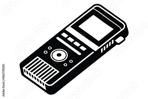 digital voice recorder silhouette line art vector illustration
