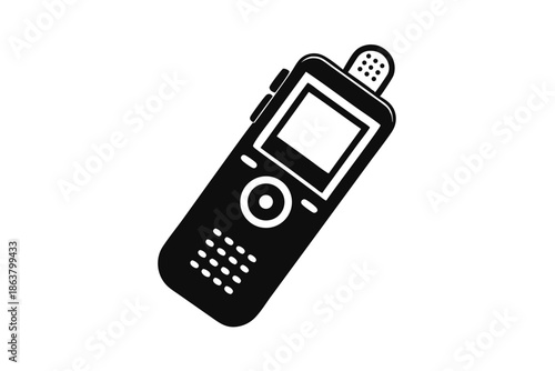 digital voice recorder silhouette line art vector illustration