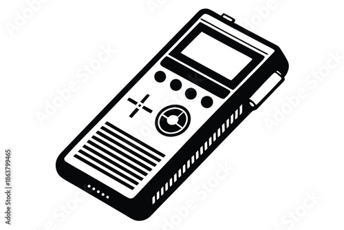 digital voice recorder silhouette line art vector illustration