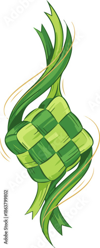 Traditional Green Ketupat Illustration