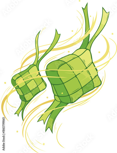 Traditional Green Ketupat Rice Cakes