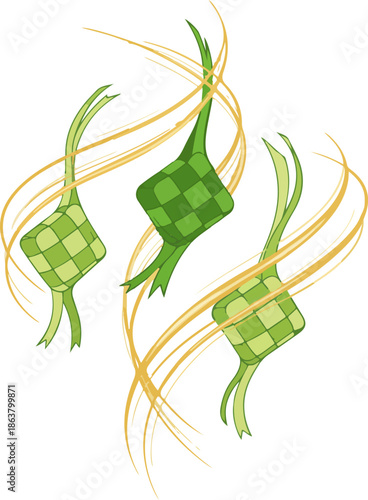 Green ketupat for Eid celebration