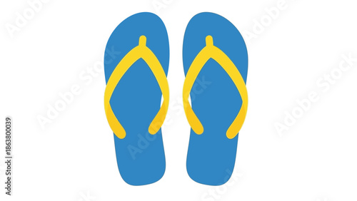 Vibrant blue flip flops with bright yellow straps