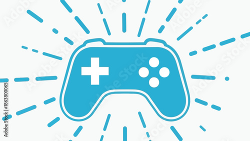 Modern gaming controller with dynamic blue light effect