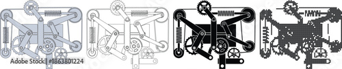 Four Mechanical Diagrams of Gears Springs and Pulleys mechanical engineering