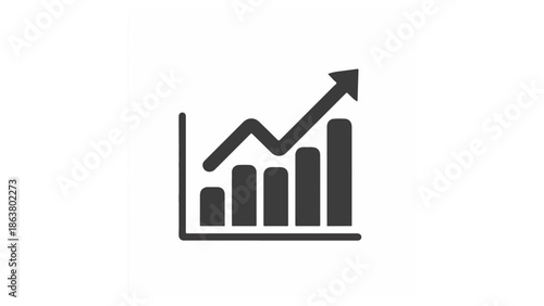 Illustration of a bar graph with an arrow pointing upwards indicating growth and positive trends shown