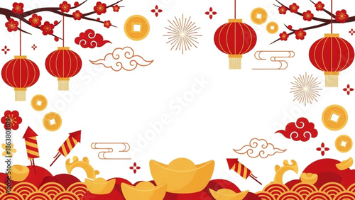 Chinese New Year Festive Celebration Concept Vector Illustration
