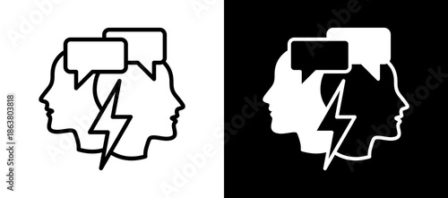 Work Conflict whiteblack icon