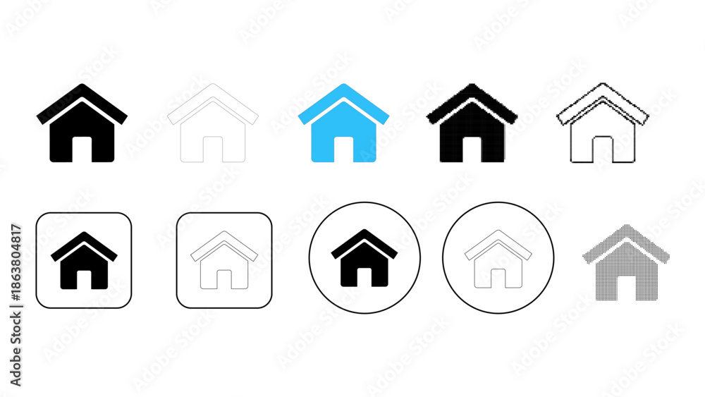 Fototapeta premium Collection of house icons in various styles and colors
