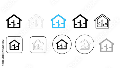 Collection of house icons in various styles and formats
