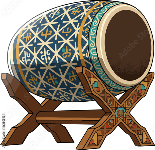 Traditional Asian drum on stand