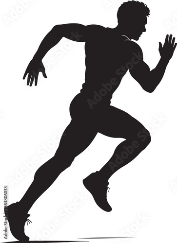 Silhouette of a running man sprinter athlete vector illustration isolated

