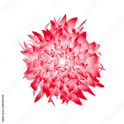 Abstract red spiky shape isolated on white background