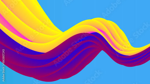 Colorful wave pattern isolated on white background