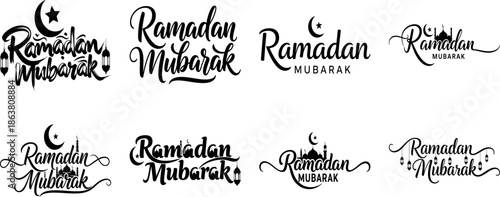 Ramadan Mubarak Calligraphy Set - Islamic Holiday Typography Collection
