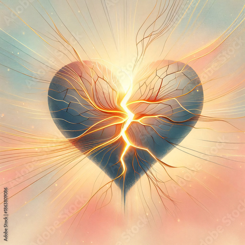 Glowing Heart with a Crack